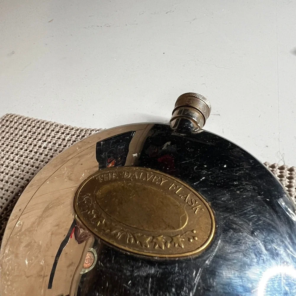 Grants of Dalvey Scotland Round Hip Flask with Collapsible Cup Stainless Brass
